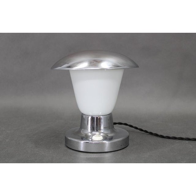 Art Deco Chrome and Opal Glass Table Lamp from Napako, Former Czechoslovakia, 1930s For Sale - Image 4 of 15