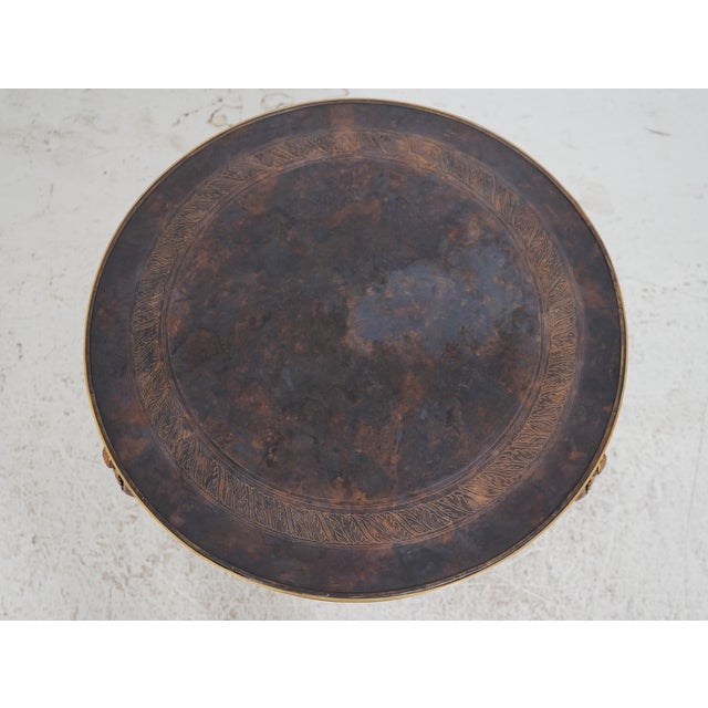Traditional French Empire Round Gueridon Etched Bronze Top Lamp Table For Sale - Image 3 of 12