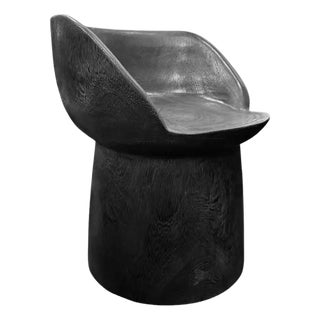 Sculptural Suar Wood Chair Burnt Finish, Modern Organic For Sale