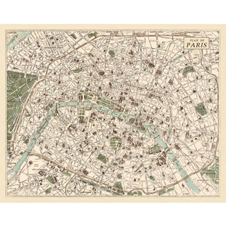 Contemporary Map of Paris Circa 1925 - 16 x 13 For Sale