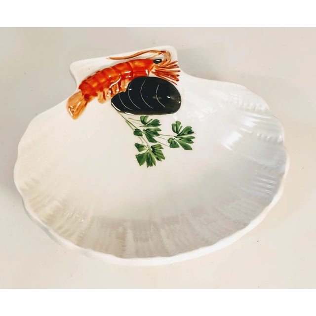 Late 20th Century Trompe l'Oeil Tre Art Italy Shell Dish Shrimp With Oyster Clam For Sale - Image 5 of 5