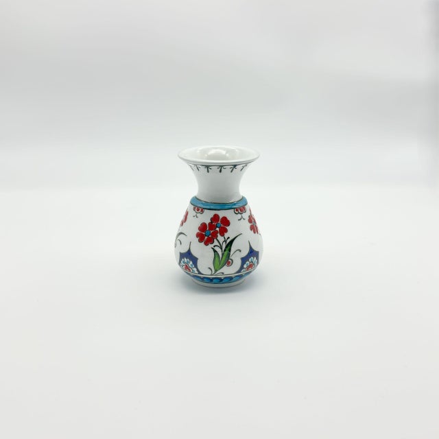 Handmade Ceramic Petite “Kandil” Vase (15cm) – Red Spring Blossoms – Traditional Iznik Decor For Sale - Image 6 of 8