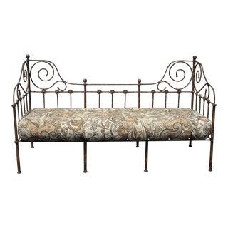 Vintage Spanish Style Wrought Iron Daybed W Cushions ~ Sofa, Loveseat, Settee For Sale
