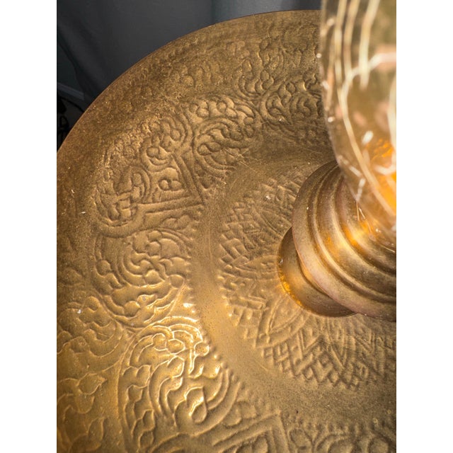 Mid 20th Century Monumental 49.5" Vintage Moroccan Brass Floor Candlesticks - A Pair For Sale - Image 5 of 10