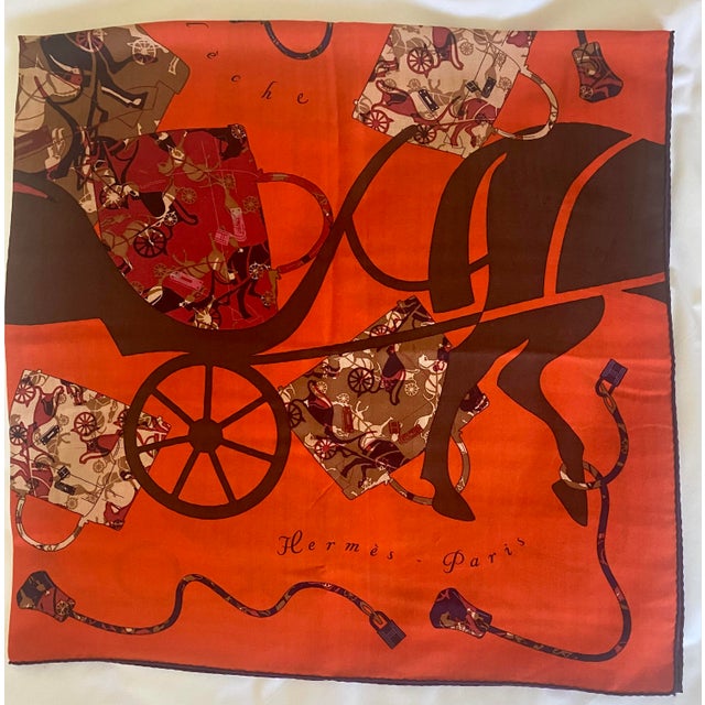 Late 20th Century Hermes Kelly en Caleche Large Cashmere and Silk Scarf or Shawl For Sale In Sacramento - Image 6 of 9