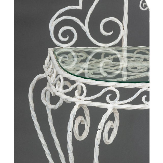Modern White Painted Wrought Iron Vanity and Stool For Sale In New York - Image 6 of 13