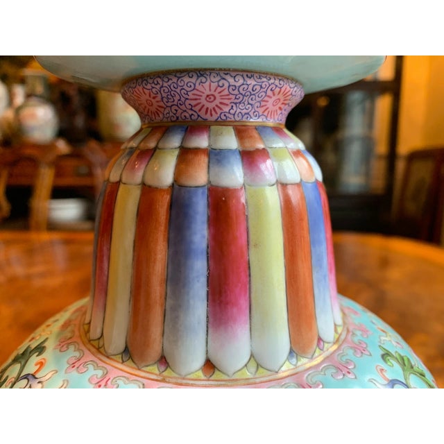 Ceramic 19th Century Chinese Qing Dynasty Famille Rose Fenba Porcelain Vase For Sale - Image 7 of 11