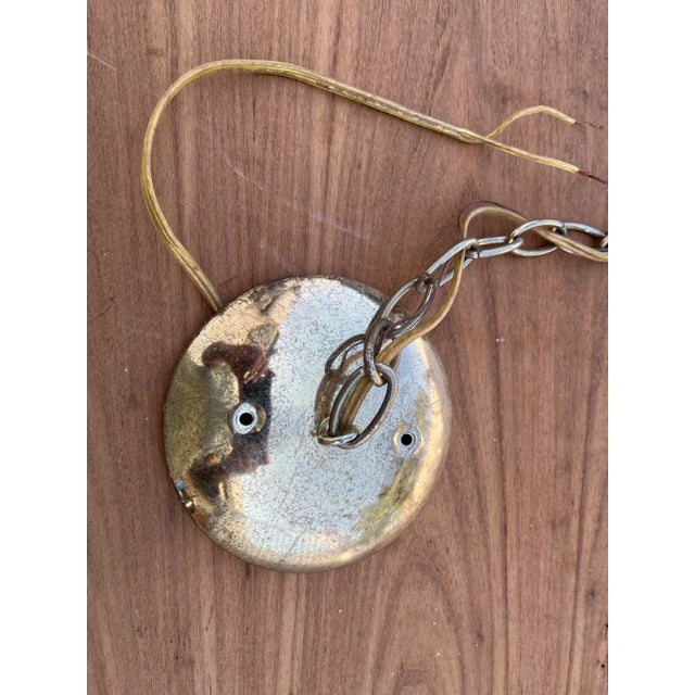 Large Vintage Mid Century Modern Ribbed Glass Ceiling Pendant. For Sale - Image 11 of 13