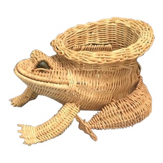Wicker Frog Basket With Marble Eyes For Sale