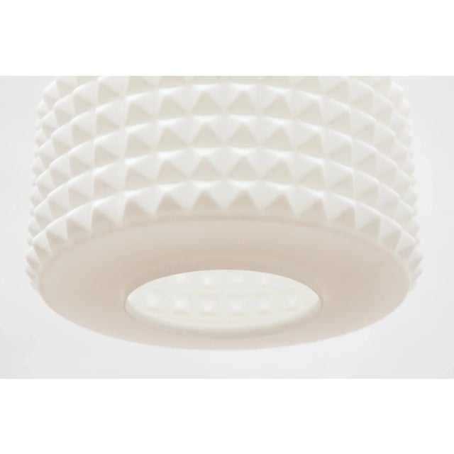 1960s Diamond Molded White Opal Glass Pendant Lamp, 1961 For Sale - Image 5 of 7