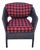 Black Wicker Chair W/ Buck Plaid Seat Cushions For Sale