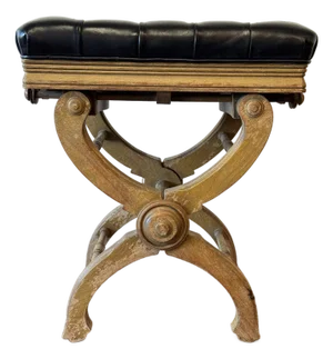 19th Century French Napoleon III Style Adjustable Curule Stool