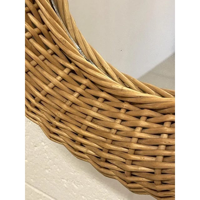 Oval Mirror in Wicker and Bamboo, 1980s For Sale - Image 5 of 8