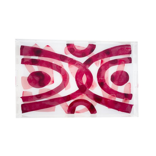 Not Yet Made - Made To Order Pink on Pink White by Kate Roebuck Tray For Sale - Image 5 of 5