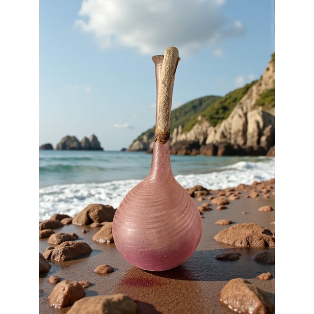 Late 20th Century Large Billy Moon Blown Glass Ewer-Studio Art Glass-Sculptural Vessel-Modern-Pink For Sale - Image 4 of 10