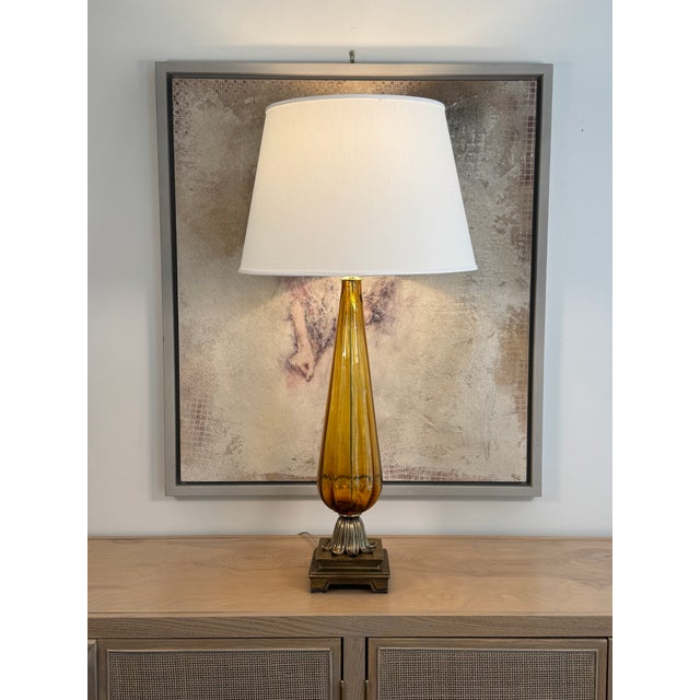 Amber Vintage Murano Teardrop Lamps – A Pair For Sale - Image 11 of 11