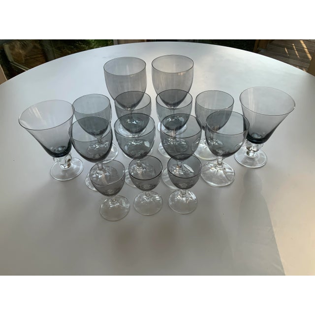 Vintage Schott Zweisel Neckar Iridescent Smoke Stemware Set- 15 Pieces For Sale - Image 10 of 13