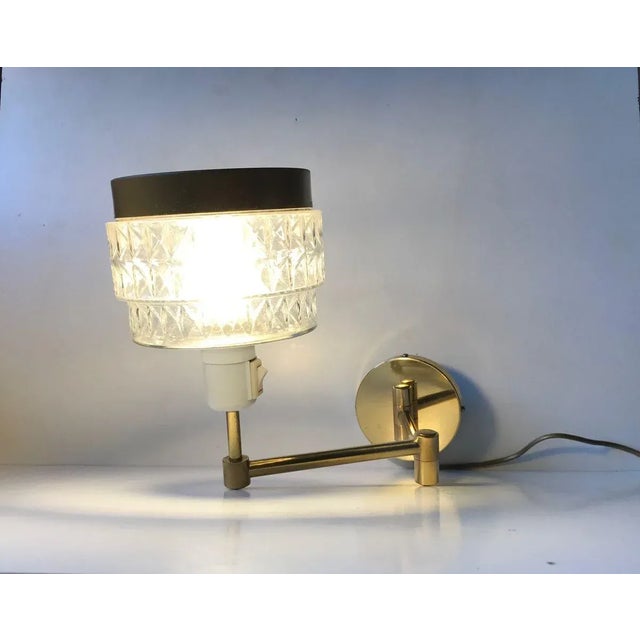 Vintage Adjustable Brass & Glass Wall Lamp, 1980s For Sale - Image 4 of 8