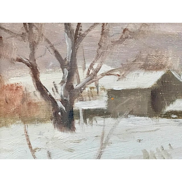 1960s American Impressionist Oil Painting New England Winter Landscape by Harry Barton For Sale - Image 5 of 7