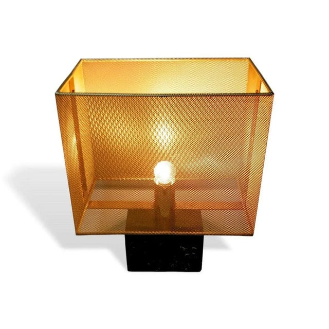 Original table lamp 70 years, production lamperti, signed under the base, made with a base in black marble and a large...