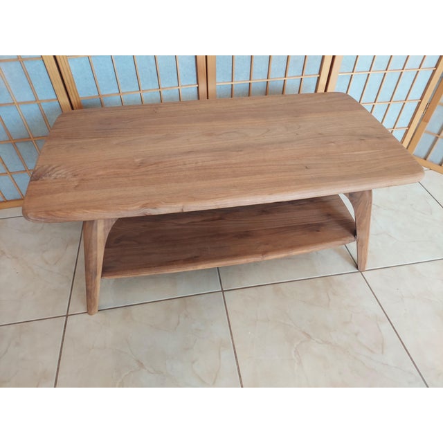Heywood Wakefield Style Coffee Table With Lower Shelf 1950s For Sale - Image 11 of 11