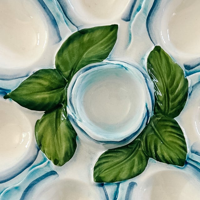 Contemporary Italian Ceramic Oyster & Deviled Egg Plate – Bassano Del Grappa Majolica For Sale - Image 4 of 9