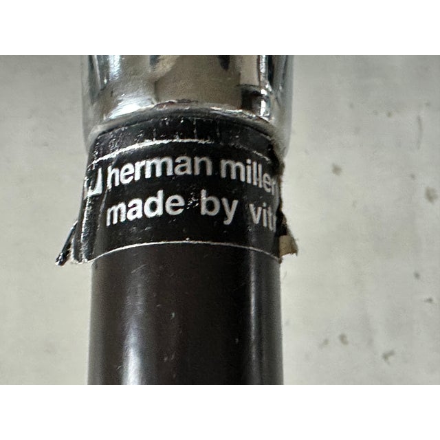 Black EA 208 Black Leather Chair by Charles & Ray Eames for Herman Miller, 1970 For Sale - Image 8 of 9