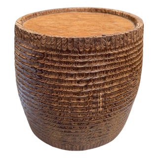 Andrianna Shamaris Hand Carved Side Table or Container For Sale