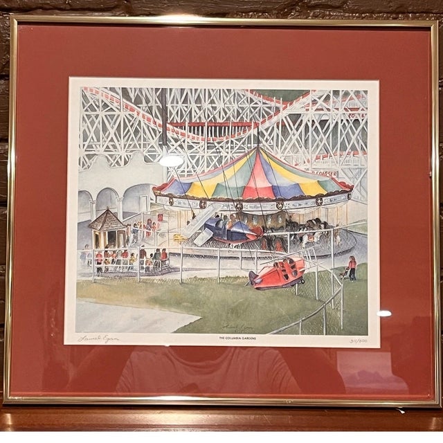 English Mid 20th Century Laurel Egan Signed Print The Columbia Gardens Butte Montana Vtg Amusement Park For Sale - Image 3 of 6