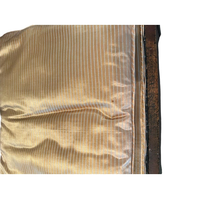 Wood Late 20th Century Empire Revival Mahogany Side Bench With Striped Cushion and Tassel Ties For Sale - Image 7 of 8