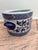 Modern Vintage Blue & White Basin Foot Bath Style Floral Oval Planter For Sale - Image 3 of 7