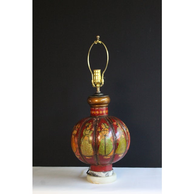 Early 20th Century Bombay Style Hand Decorated Lamp For Sale In Miami - Image 6 of 10