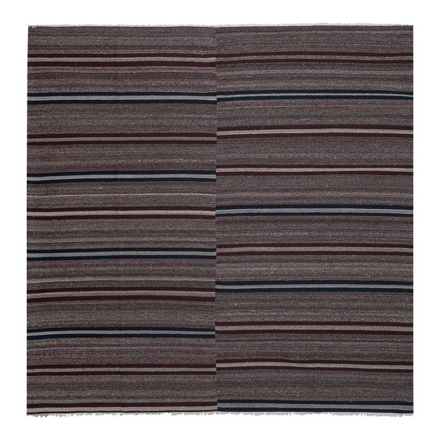 Striped Turkish Kilim Rug 9'4'' X 9'6'' For Sale