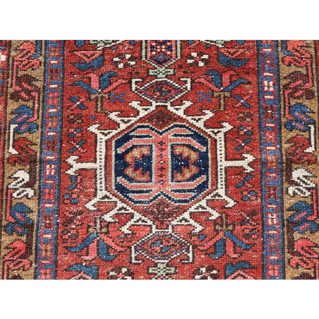 Textile Antique Colorful Persian Heriz Rug With a Bold Geometric Design For Sale - Image 7 of 11