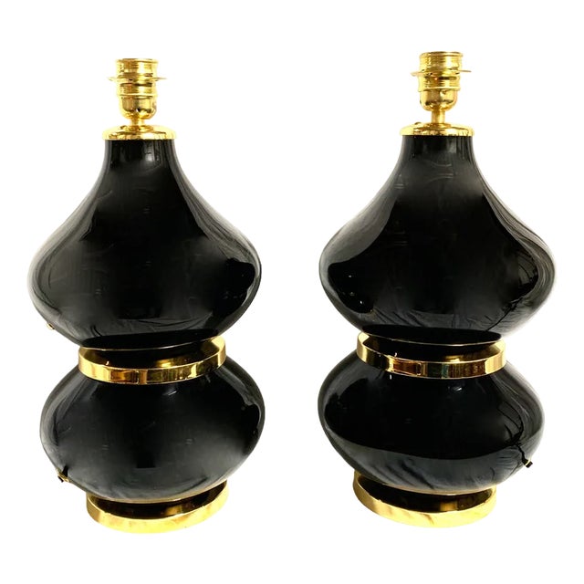 Murano Glass Table Lamps attributed to Seguso, Set of 2 For Sale