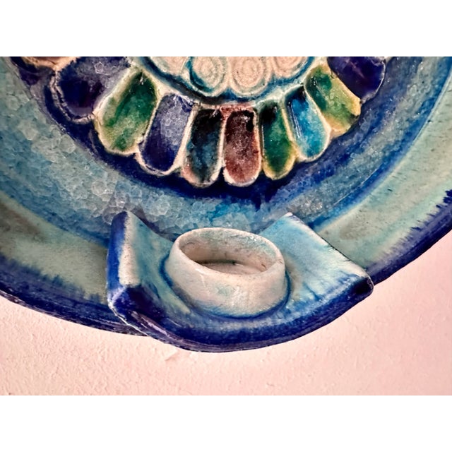 Artisan Ceramic Art Wall Plate with Candleholder, Italy, 1950s For Sale - Image 10 of 12