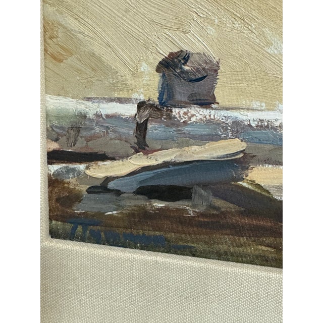 Brown Pushnin, Alexander, "At the Pier," Russian Painting, 1959 For Sale - Image 8 of 12