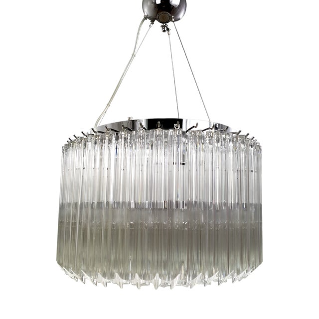 Vintage Round Chandelier with Handmade Murano Glass and Crystal Quadrihedrons, Italy, 1971 For Sale