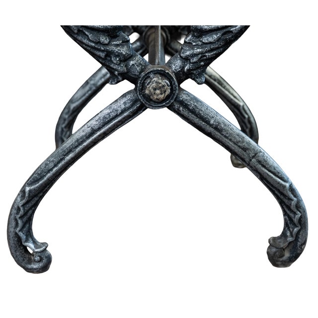 French Garden or Conservatory Table With Marble Top Over Polished Steel For Sale - Image 10 of 10