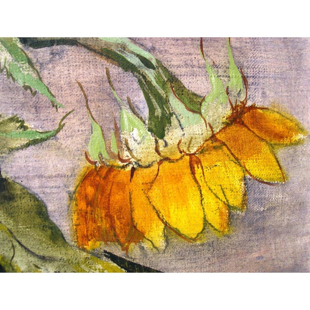 Bernhard Templin, Autumn Still Life with Sunflowers, 1920s, Tempera Painting on Canvas, Framed For Sale - Image 11 of 14