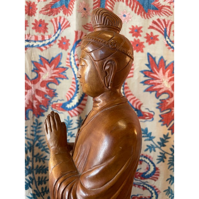 1950s Handcarved Satinwood Buddha For Sale - Image 10 of 10