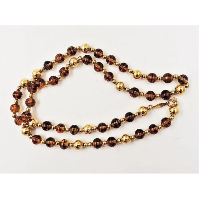 Napier Vintage 1980s Napier Faux-Tiger's Eye Beaded Necklace For Sale - Image 4 of 8