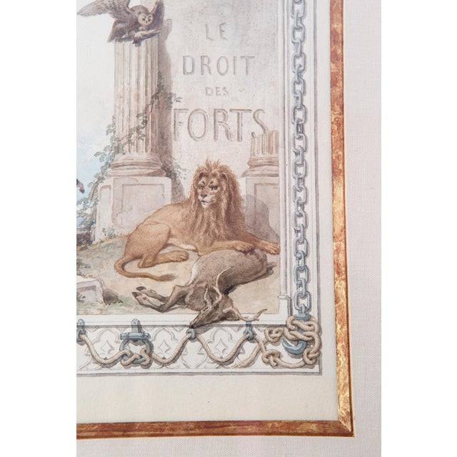 François Fortuné Ferogio, Le Droit des Forts, 1800s, Watercolor, Framed For Sale - Image 5 of 12