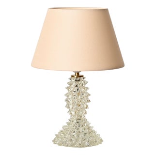 Large Lamp in Murano Rostrato Glass and Brass with Pink Shade from Barovier, Italy, 1940s For Sale