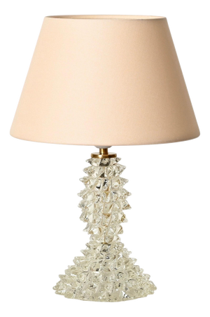 Large Lamp in Murano Rostrato Glass and Brass with Pink Shade from Barovier, Italy, 1940s