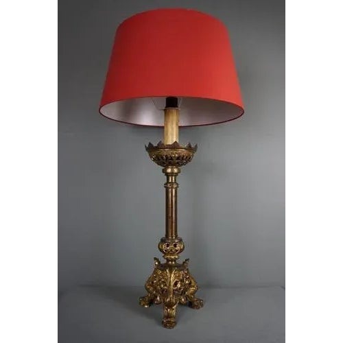 Large Gold-Colored Table Lamp For Sale - Image 5 of 9