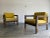 Unusual 1960s Modernist club chairs with rush cord wrapped frame. Brass details at the ends of the arms, and brass capped...