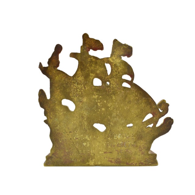 Bronze Early 20th Century Heavy Solid Cast Bronze Finished Sailing Ship Bookends - a Pair For Sale - Image 8 of 10