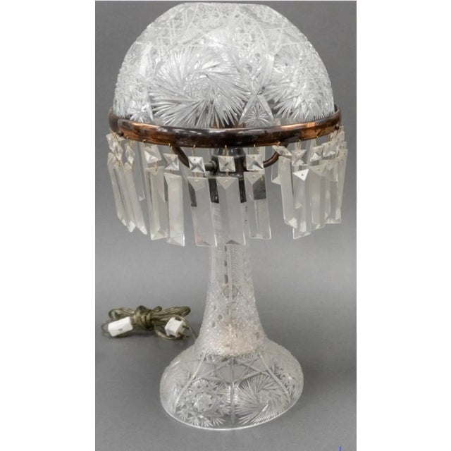 Late 20th Century Pair American Brilliant Cut Crystal Mushroom Lustre Table Lamps For Sale - Image 4 of 12