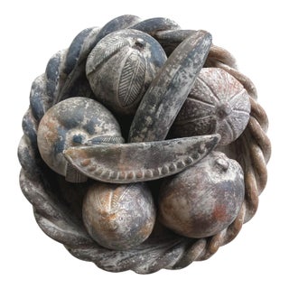 Late 20th-Century Mexican Barro Rojo (Red Clay) Earthenware Centerpiece Faux Fruit Platter - 8-Pieces For Sale